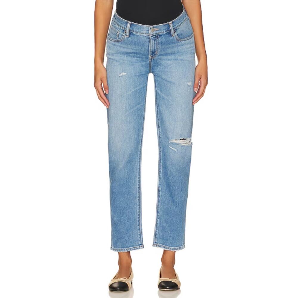 HATCH Distressed Maternity The Boyfriend Jeans Size 25 Destroyed Light Wash
